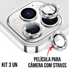 Película de Câmera Strass iPhone 16 Pro e 16 Pro Max - Prata